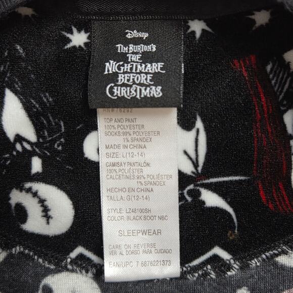 Disney Nightmare Before Christmas Skellington Women's L (12/14) Fleece PJ Set - Picture 15 of 16